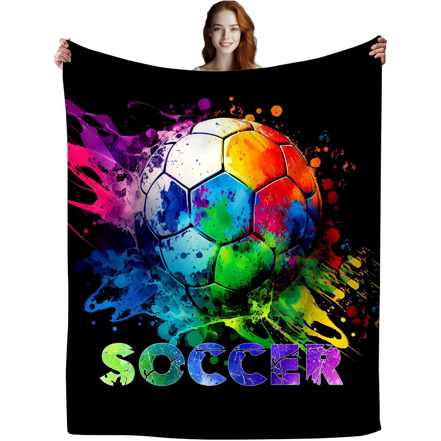 Football blanket, sports ball, popular ultra soft flange football blanket, lightweight and comfortable plush bedding as a gift