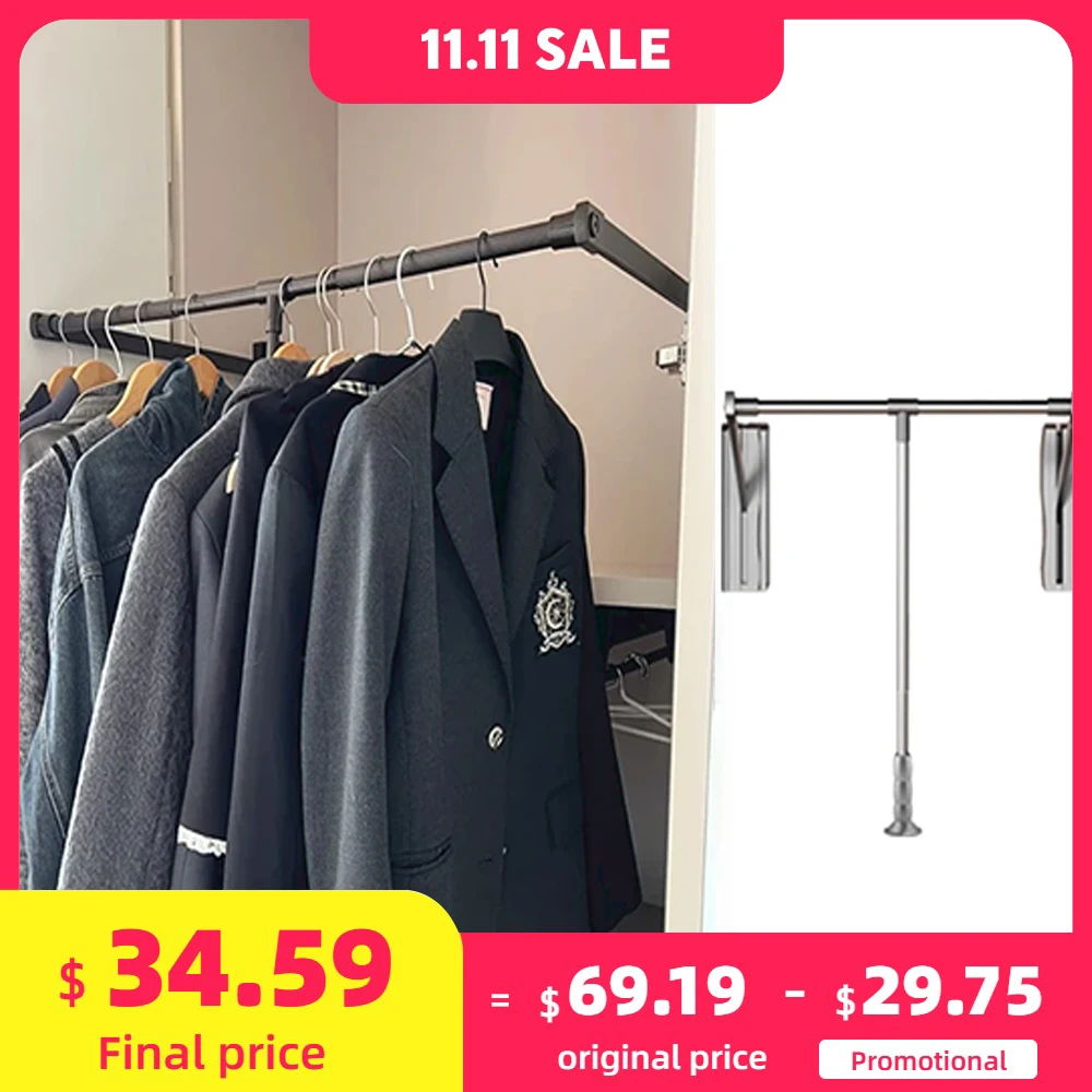 Pull-down Clothes Rail Wardrobe Lift And Flip Pull Wardrobe Pull Down And Flip Up And Down Telescopic Balcony Cabinet Adjustable