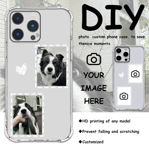 DIY For iPhone 16 15 14 13 12 11 Pro Max SE 2020 2022 XS XR 7 8 Plus Multi Photo Customized Soft Shell Phone Case Back Cover