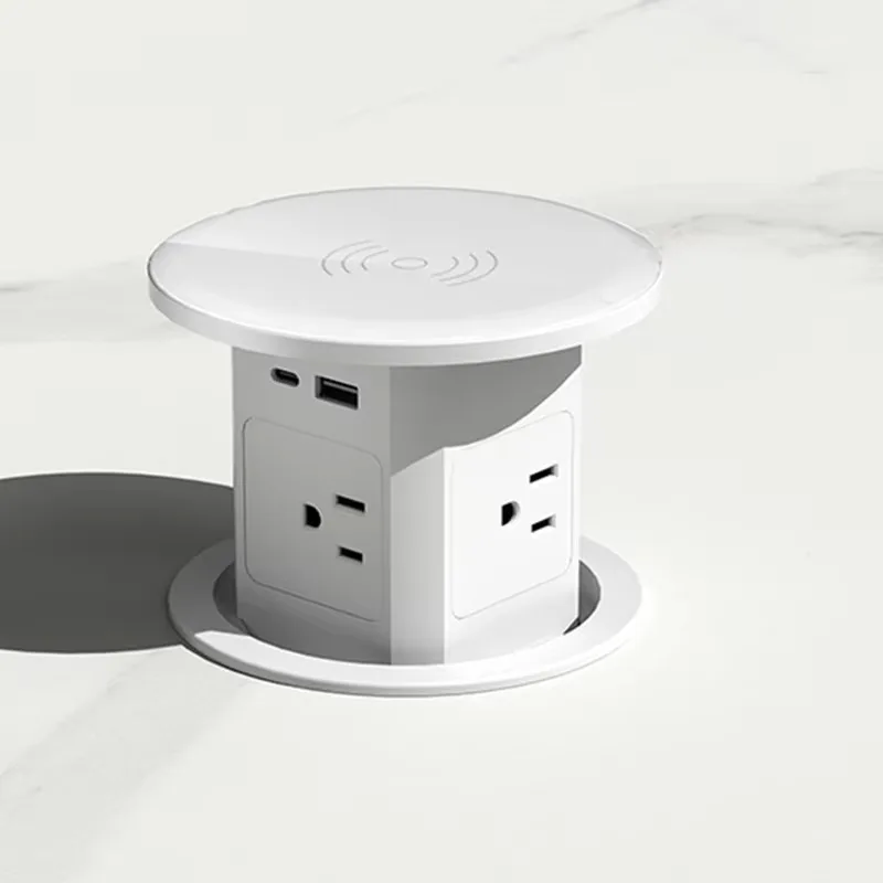 Kitchen 4 Outlet Lifting Socket Pop up Sockets Hidden Tabletop Pneumatic With Power Wireless Charging and USB a Type C