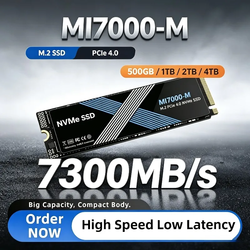 MI7000-M M2 SSD M.2 SSD Hard Disk, 500GB 1TB 2TB 4TB, 7300MB/s NVMe, PCIe 4.0 Internal Solid State Drive, For Laptop Desktop PC.