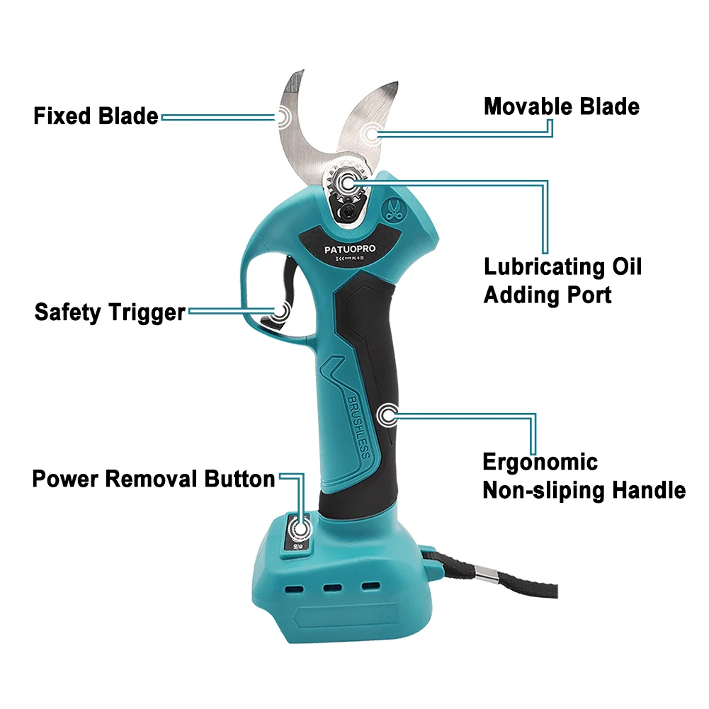Imagem -02 - Tesoura Elétrica sem Fio Tesouras de Poda sem Escova Jardim Podador Cortador Elétrico para Makita 18v Bateria sem Bateria