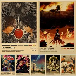 Classic Anime Series Death Note  Attack on Titan Retro Posters  Vintage Kraft Paper DIY Art for Room Home Bar Cafe Decor  Wall P