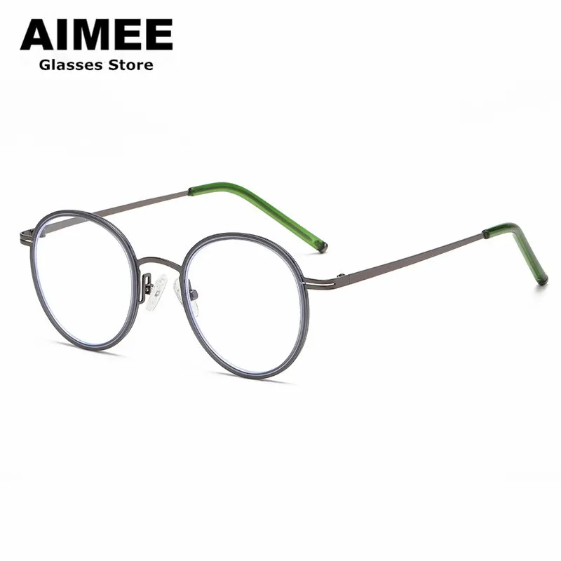 Korean Fashion Eyeglasses Retro Round Titanium Ultralight Glasses Frame Men Women Optical Prescription Eyewear Blue Light GAFAS