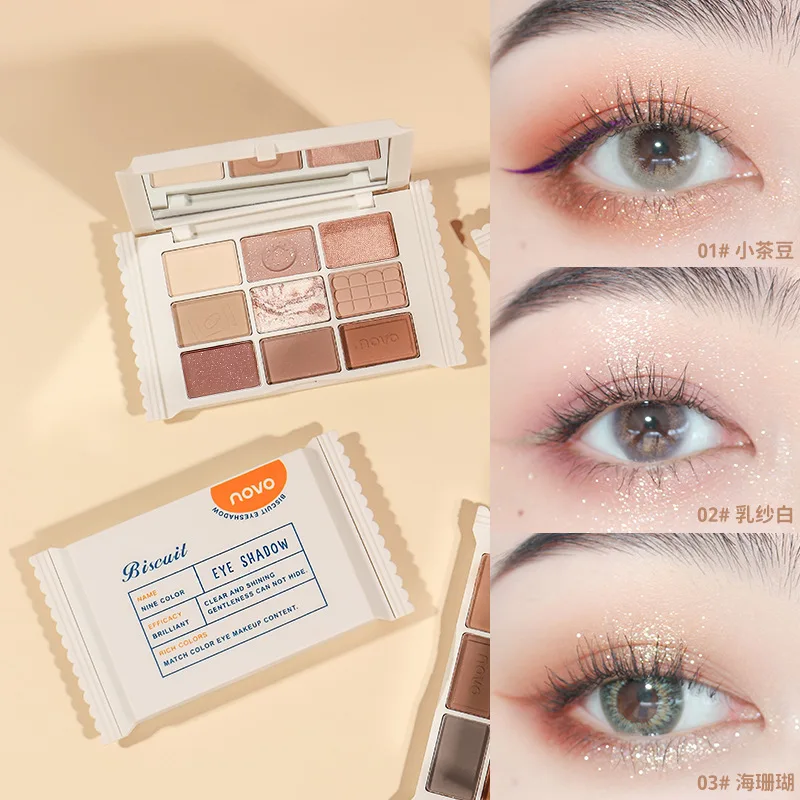 9 Color Eyeshadow Palette Matte Pearlescent Glitter Highlighter Dazzling Smart Palette Long-lasting Pearly Glitter Finish Makeup