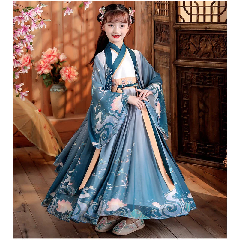 Vestido Hanfu chino de imitación para niña, moda de la dinastía Tang y Song, nuevo