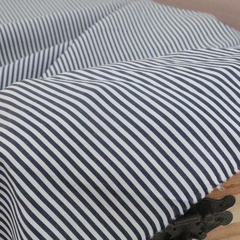 Polyester Cotton Yarn-dyed Striped Fabric Red White Blue Clothing Shirt Dress Belt Tablecloth Fashionable Sewing Material Cloth