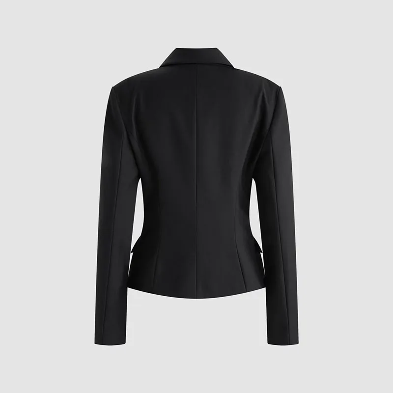 2026, New Design, Women's A-Line Body-Concealing Suit Jacket, Double-Buttoned Black Jacket Top, High-Quality Suit, Y2K Style