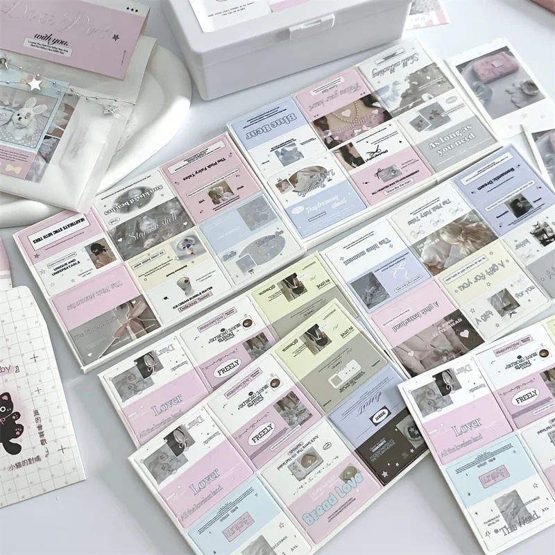 30 قطعة من البطاقات الصغيرة المطوية مع خطوط التجعيد - حاملات ملصقات على طراز INS لتغليف الهدايا، 5 أوراق من الملحقات الورقية الإبداعية