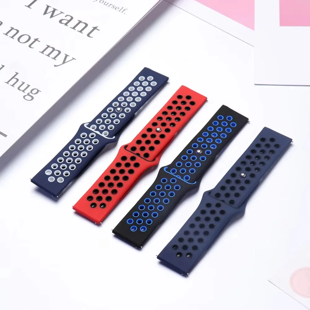 Silicone Sport Band with Holes for Amazfit GTS 4 3 2 2e Mini, GTR 42mm 4 3 Pro 2 2e 47mm, Bip U S Lite, Stratos 2 3 Pace,20/22mm