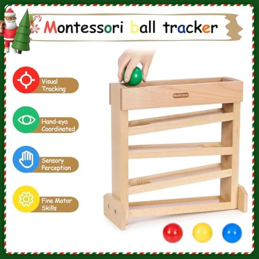 Montessori Ball Drop Toy Wooden Ball Tracker Early Developmental Pound A Ball Toys for Toddlers for 1-3 Year Old Montessori Bal