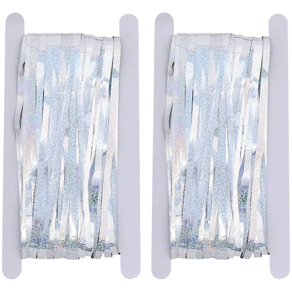 

2pcs Fringe Curtain Shiny Tinsel Door Wall Decor For Birthday Wedding Party Backdrop Festival Decoration Streamer