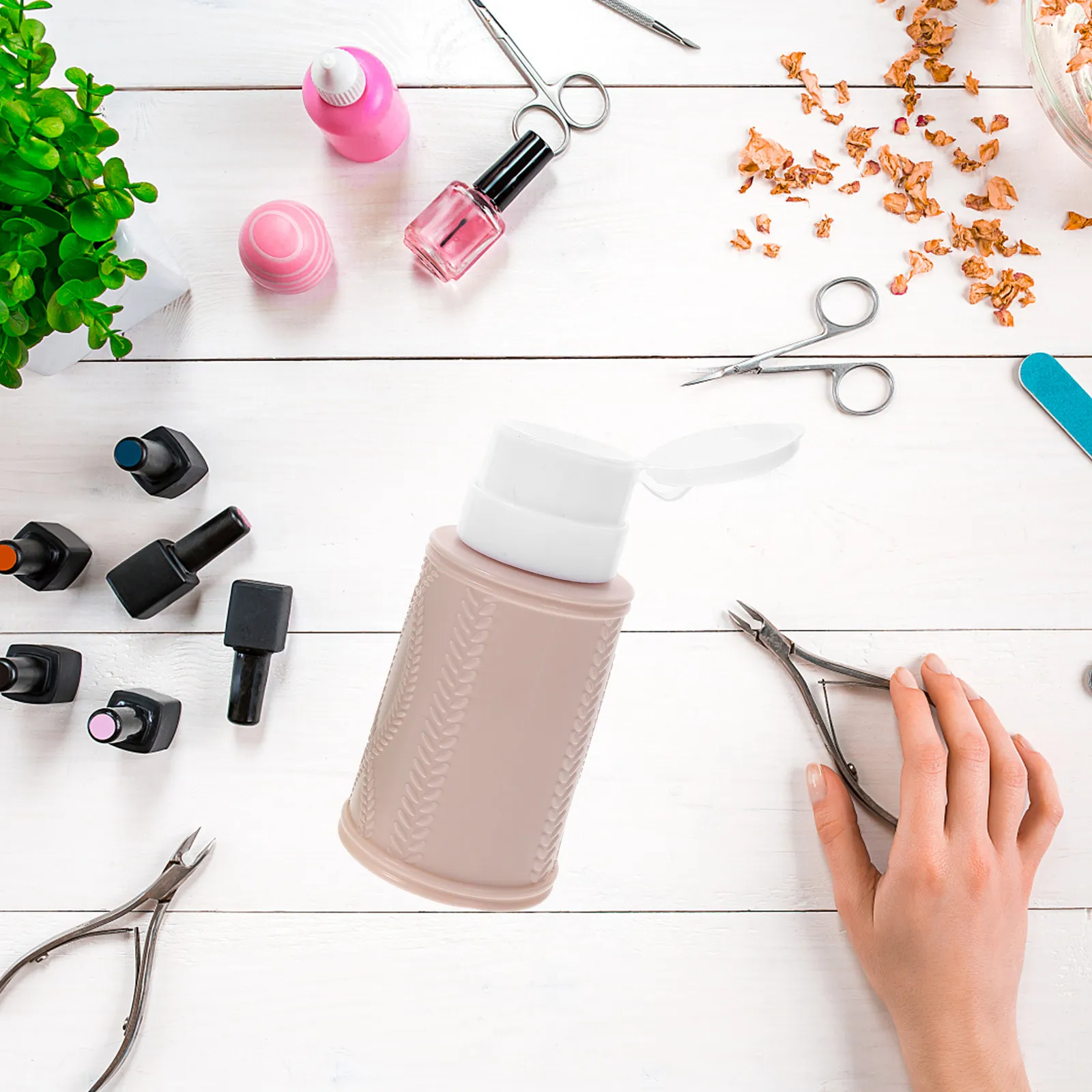 

2Pcs 200Ml Empty Pump Bottle for Nail Polish Remover Refillable Press Dispenser Travel Size Liquid Storage Manicure Supply