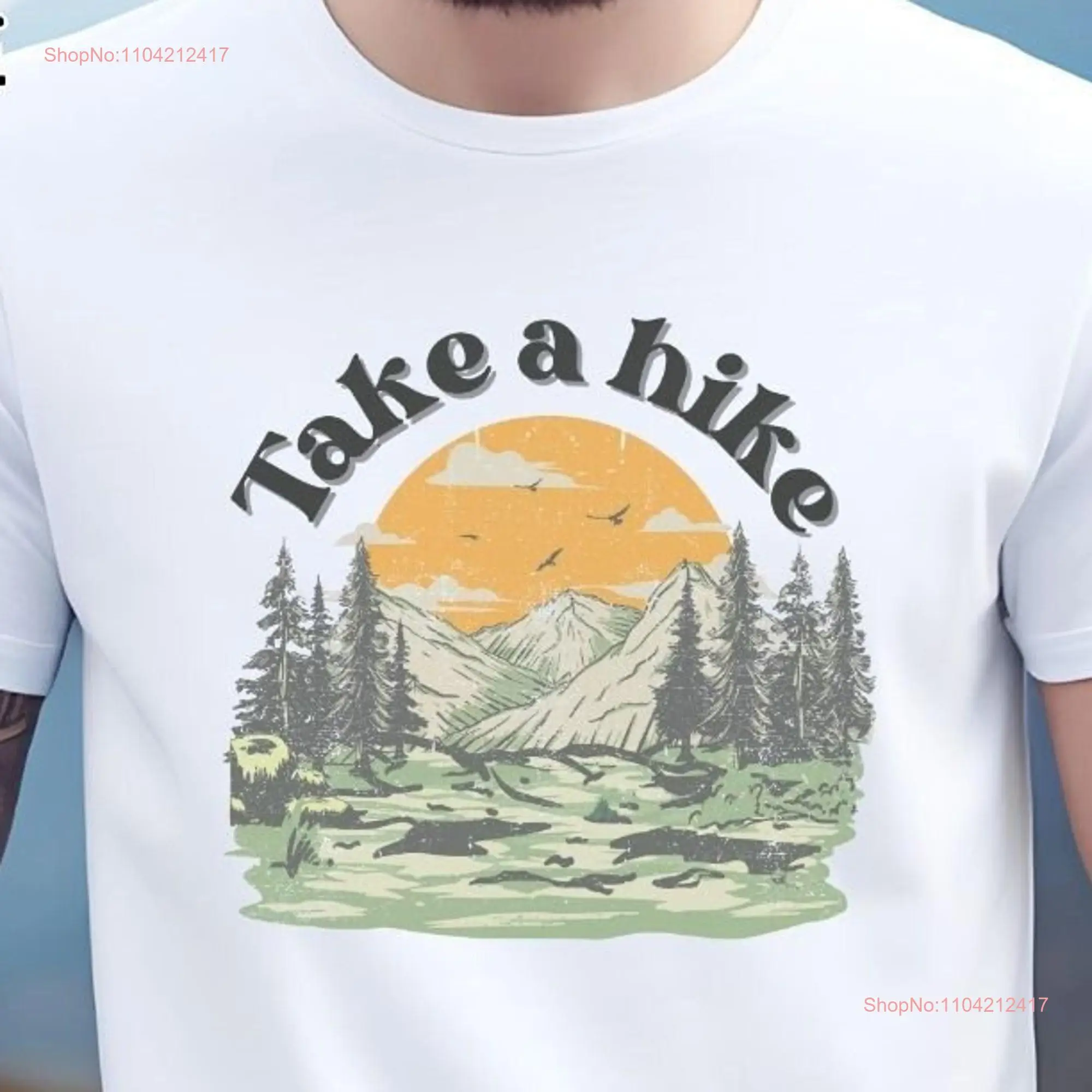 T shirt Take a Hike Softstyle  Soft Crewneck Top Roomy Pullover Retro Hiking long or short sleeves