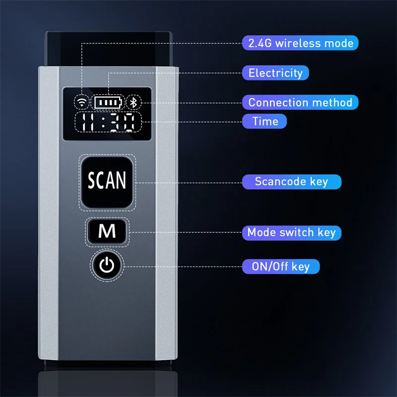 JOOYTEC-2D ماسح الباركود اللاسلكي ، المحمولة 3 في 1 ، QR ، 1D بار ، قارئ رمز للدفع ، الكمبيوتر ، الكمبيوتر اللوحي ، آيفون ، آي باد