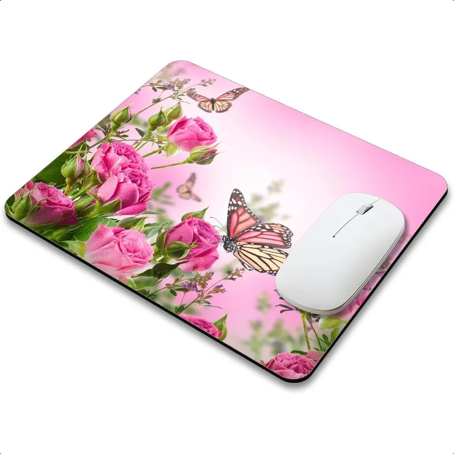 Mauspad mit schönen Blumen und Pflanzen, Gummiunterseite, rutschfestes Mauspad für Büro, Schreibtisch, Laptop, Computer, Mauspads