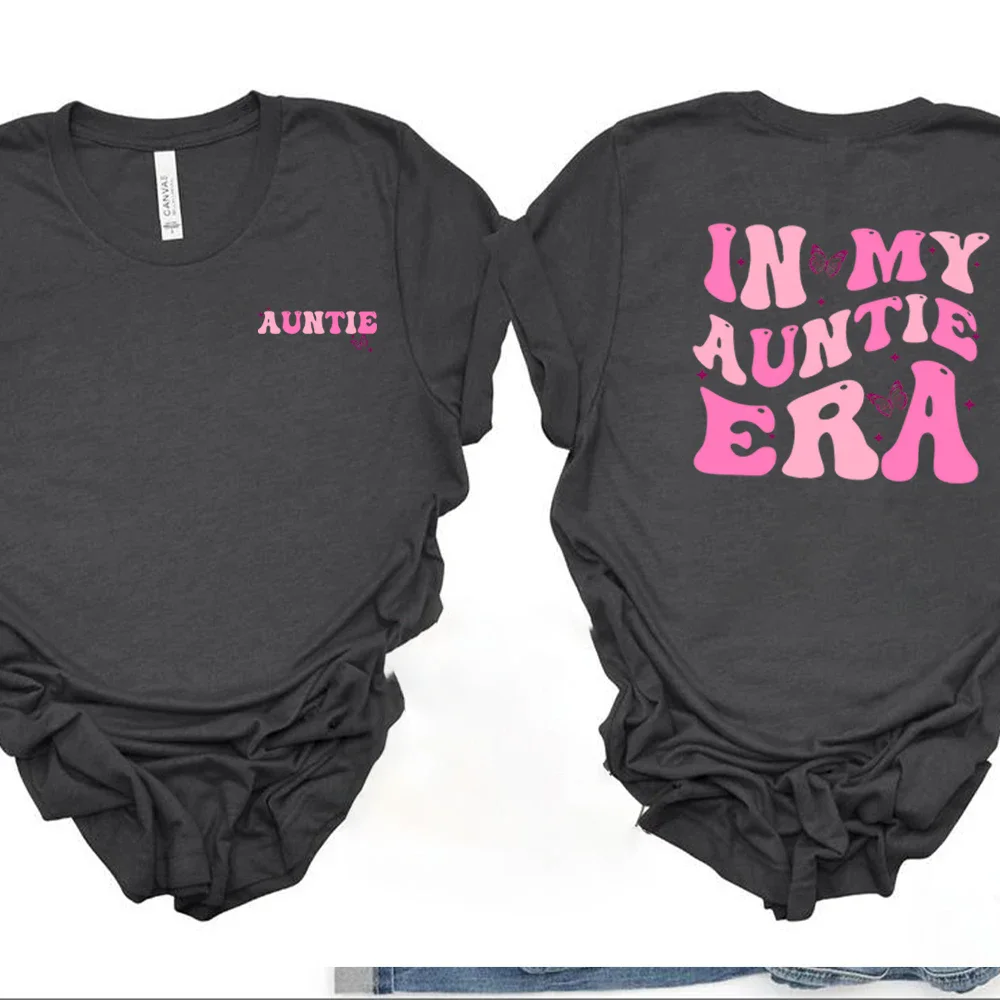 In My Auntie Era Shirt Aunt Era Shirts Funny Aunt Tshirt Baby Announcement for Aunt Tees Trendy Harajuku Casual Tops Y2k Top