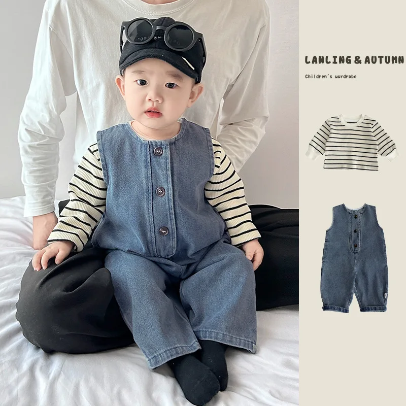 

Sleeveless Denim Rompers 2025 Spring and Autumn Casual All-match Solid Color Simple Fashion Cute Denim Rompers