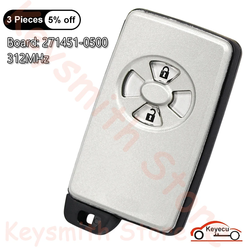 KEYECU 2 Buttons 312MHz for Toyota Auris RAV4 Yaris 2006+ Auto Smart Remote Control Key Fob P/N: 89904-42040 Board: 271451-0500