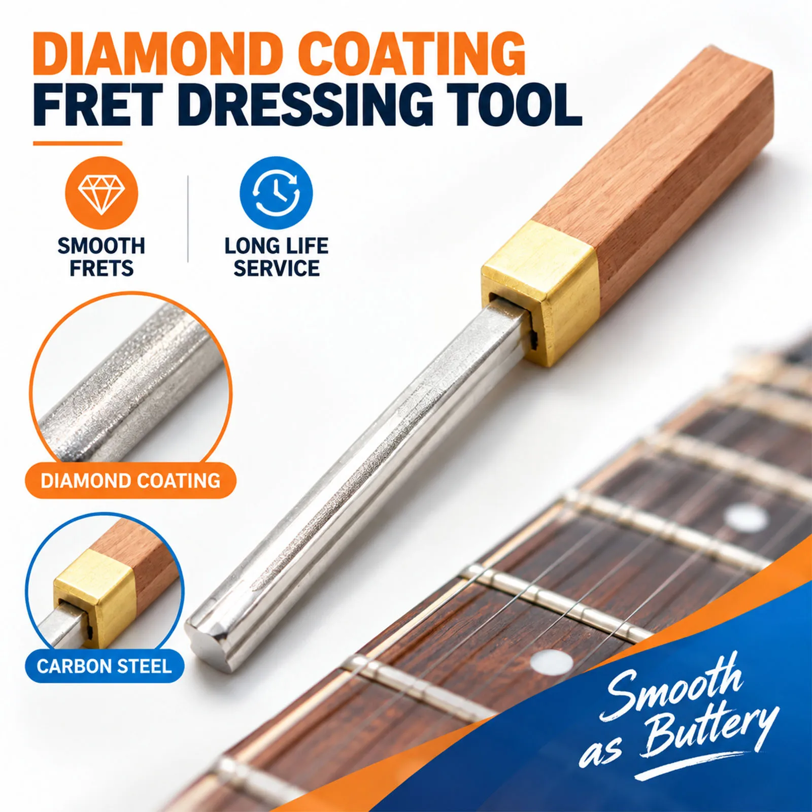 Guitar Fret Crowning File Fretboard Diamond Guitar Fret Repairing Tool Luthier Tools For Guitars Ukuleles Bass Banjo Mandolin