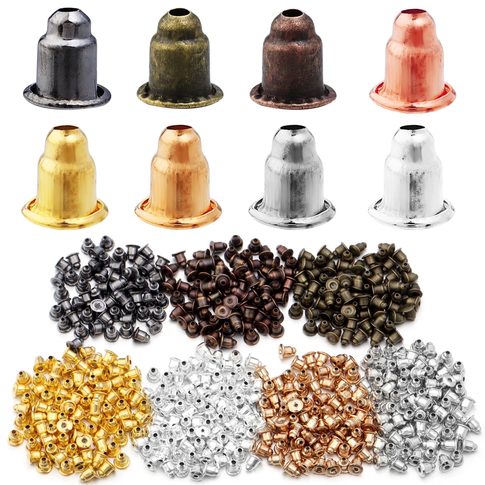 

100-200pcs Ear Backs Stopper Metal Classic Bullet Ear Studs Back Supplies For DIY Earring Jewelry Finding Making Accessories