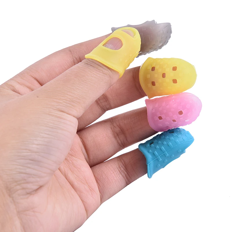 10pcs Silicone Guitar Thumb Finger Picks Protector Plectrum Fingertip thimble Finger Guard safety protect caps 4 Colors