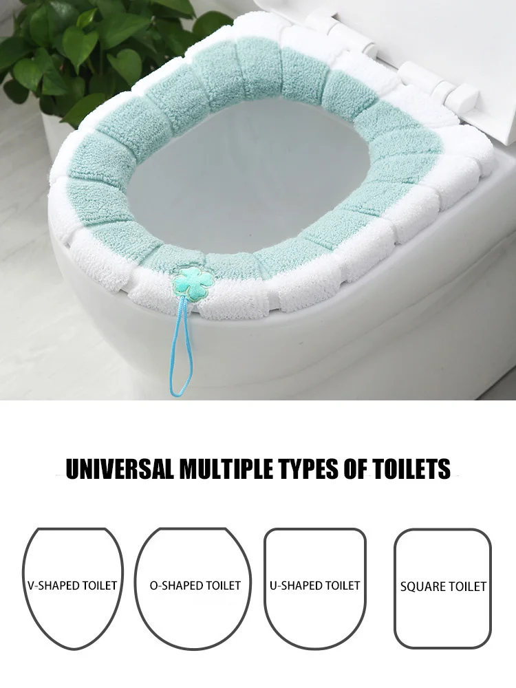 1PC Warm Comfy Toilet Seat Cover Bathroom Toilet Seat Closestool Washable Soft Warmer Mat Cover Pad Cushion Tapa WC Mat F1128