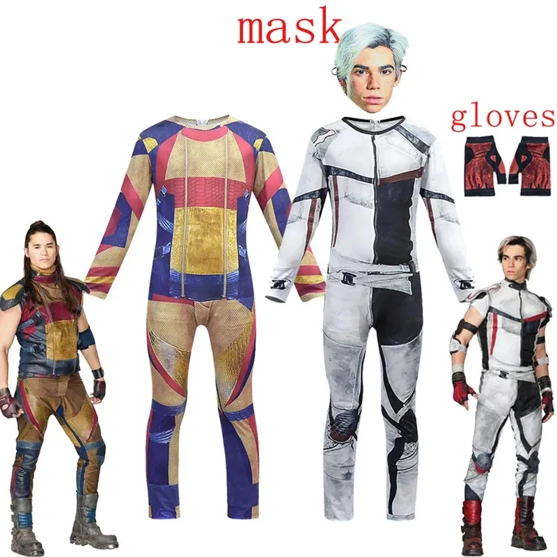 

♥ Костюм для косплея Jay Carlos из «Наследников» для взрослых и детей, комбинезон, подарки на Хэллоуин, костюмы для мальчиков, мужчин, родителей, новинка 2026 года