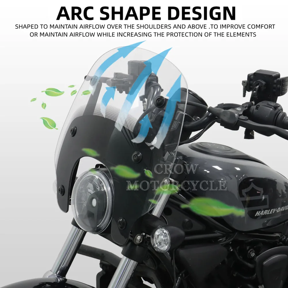 Motorcycle Removable Compact Windshield Wind Deflector Screen Smoke/Black For Nightster RH975 Nightster RH975 2022