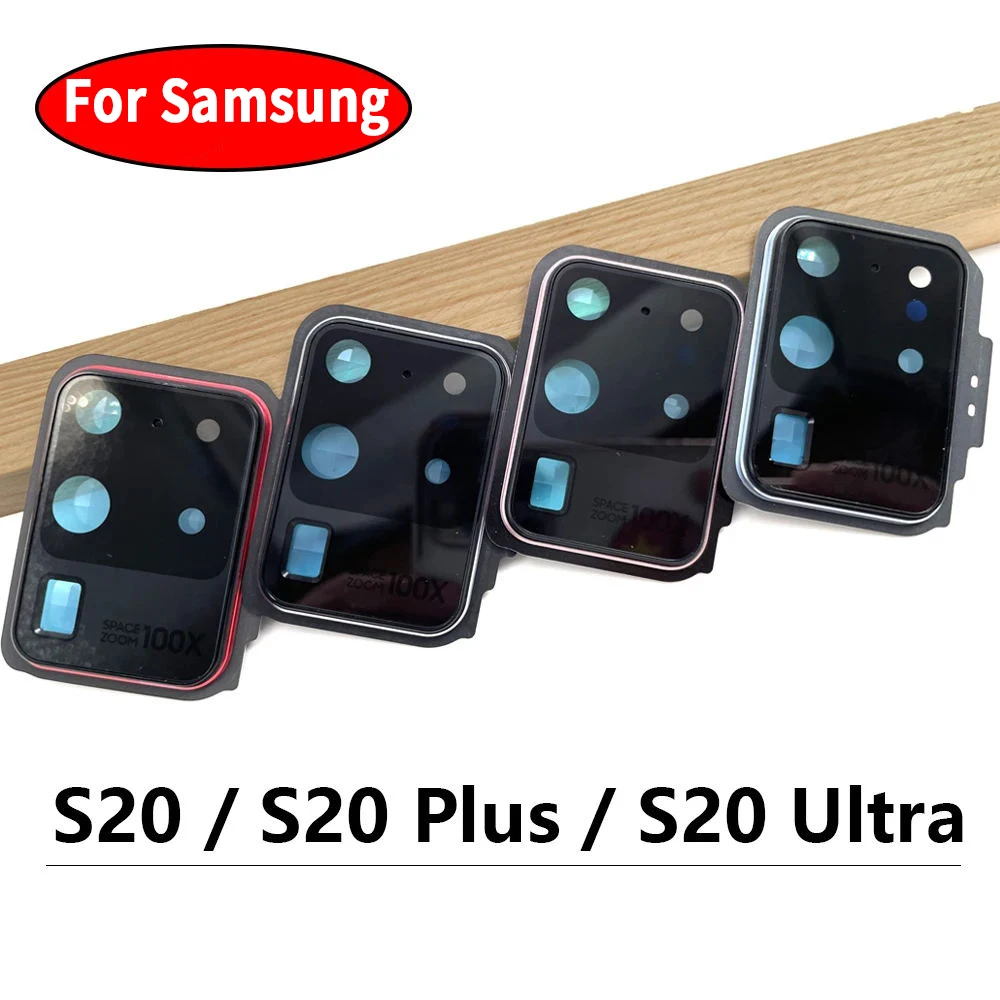 New Rear Camera Glass Lens Cover With Frame Holder with Sticker For Samsung  S20 Plus Ultra Replacement Parts