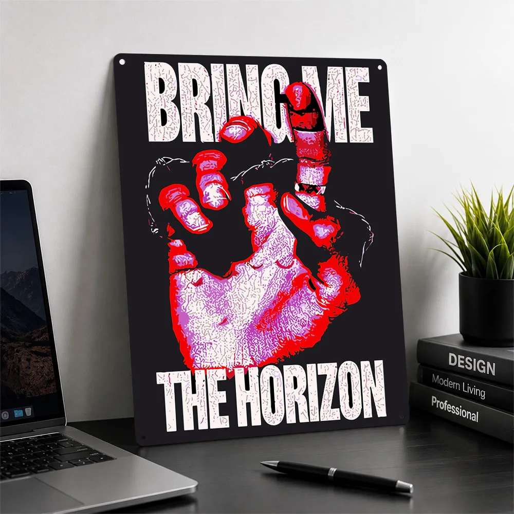 Bring Me The Horizon Band Logo Metal Poster Music Wall Art Customized Retro Tinplate Sign for Studio Bedroom Home Decor Plaque