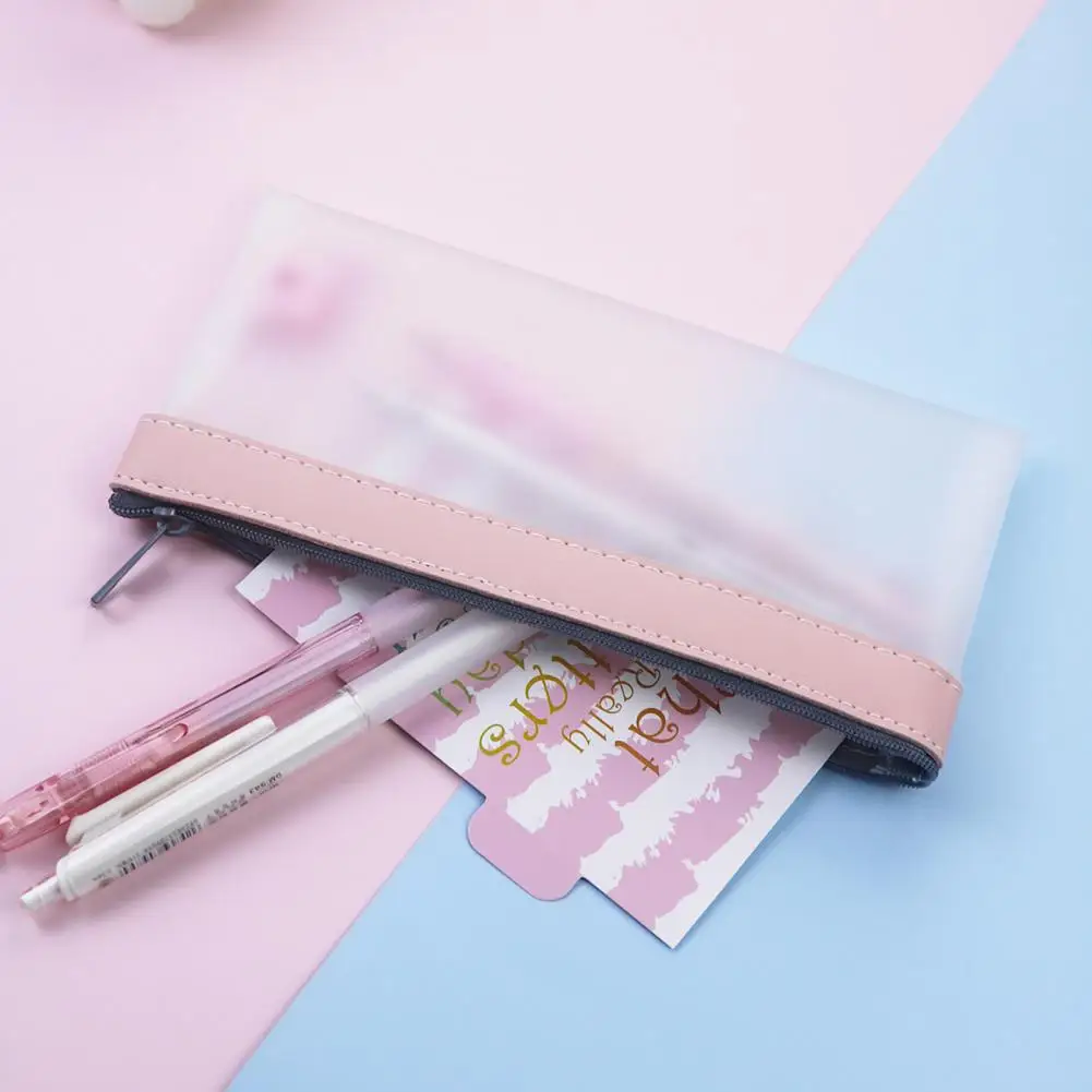 กระเป๋าดินสอ TPU ใสใสเคสดินสอฝ้าใสพร้อมซิปปิดเพื่อง่ายต่อการจัดระเบียบของไปโรงเรียน