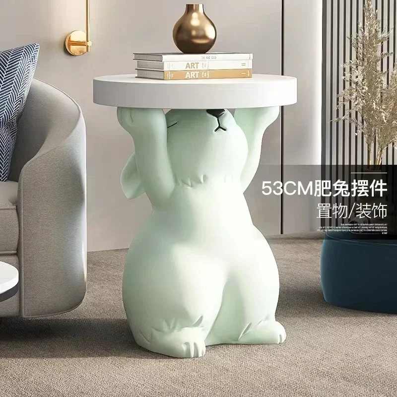 Rabbit Coffee Tables Floor Ornament Home Decoration Accessories Bedside Table Tray Nordic Statue Animal Figurines Sofa Side Tabl