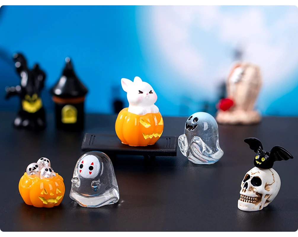 Halloween Decoration Cute Mini Pumpkin Skull Bat Animals Resin Cabochons Scrapbooking Diy Jewelry Hairpin Craft Accessorie