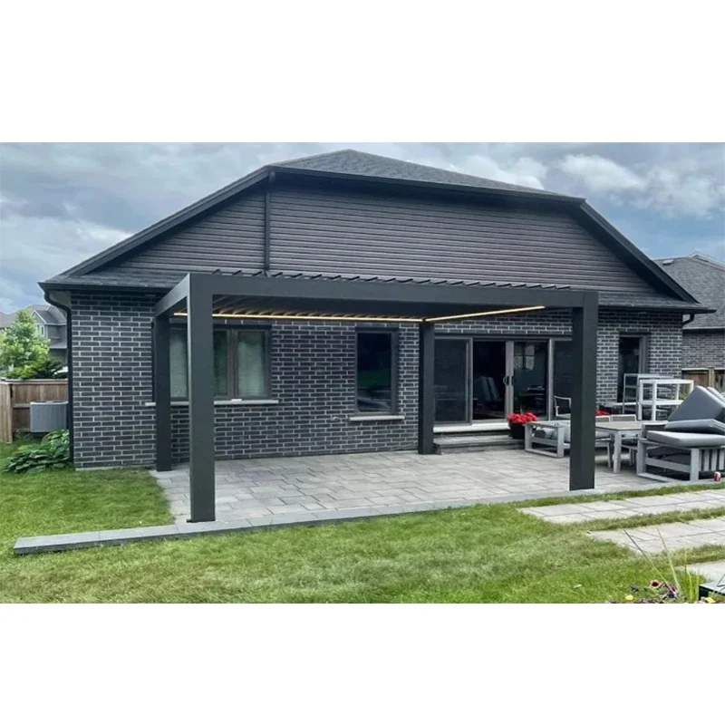#   L 3X3 3X4 Muebles Tienda de lujo moderna Gazebo motorizado eléctrico Toldo impermeable Pérgola de aluminio para jardín al aire libre