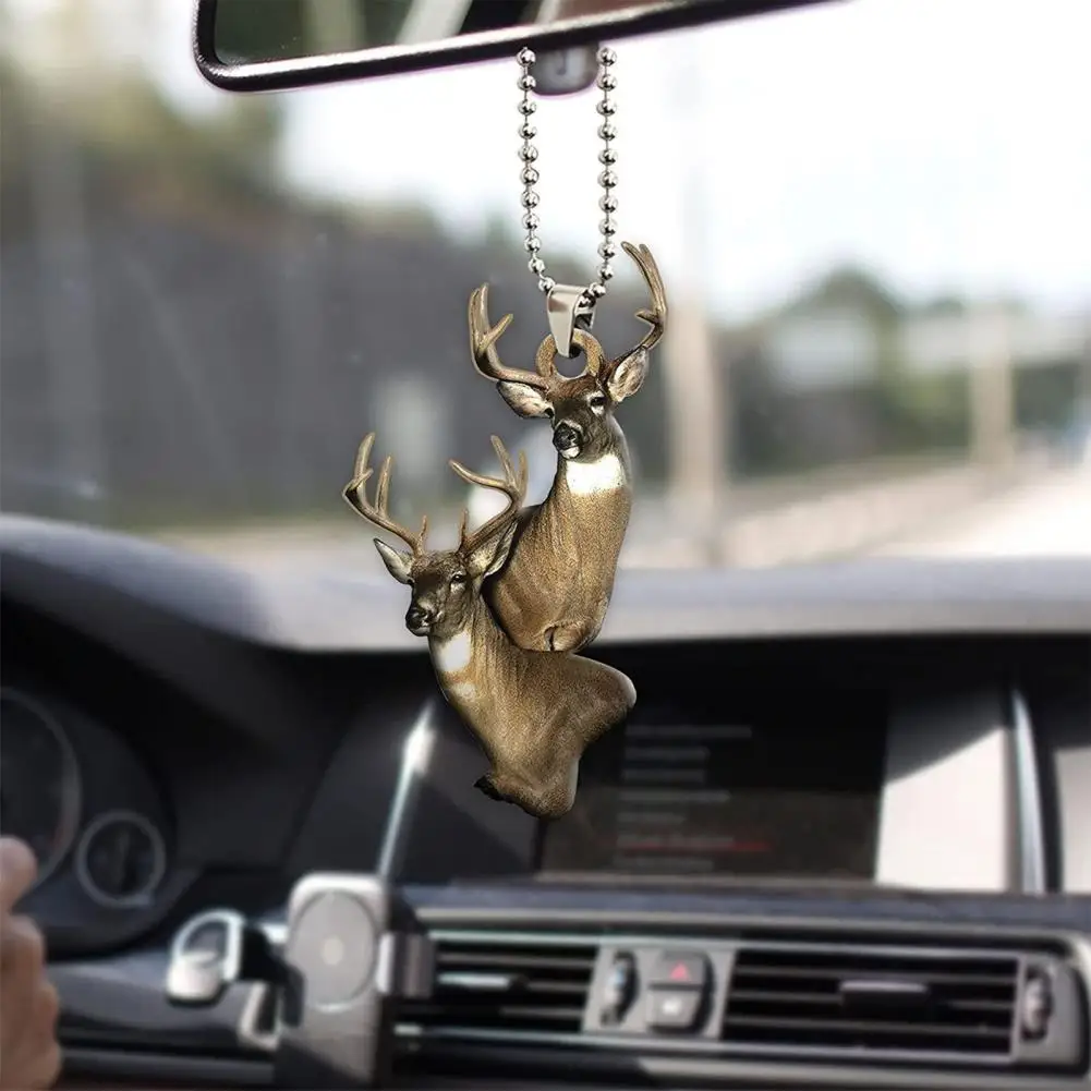 Holiday Decor Mallard Duck Pendant Deer Hanging Ornament Set for Xmas Tree Car Rear View Mirror Decor 2d for Backpack for Duck