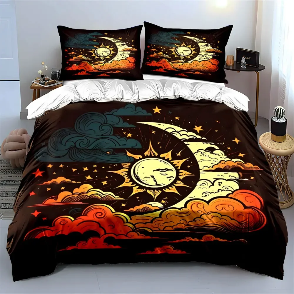 Sun Moon Stars Themed Set Multiple sizes kid's and adults' bedroom Exquisite 3PC bedding set, gift