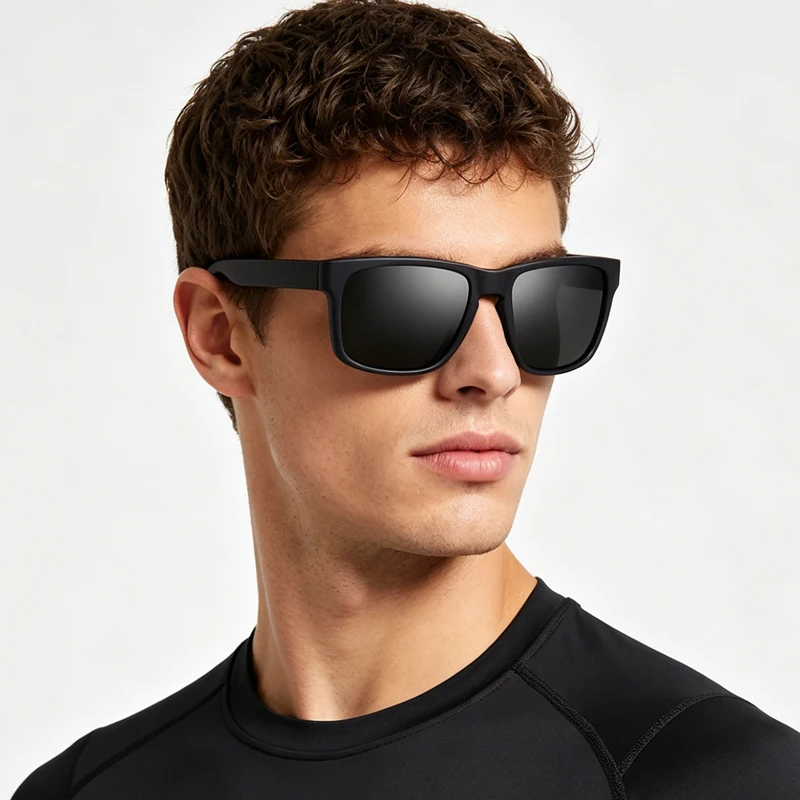 Classic Black Square Polarized Sunglasses Men Women Fashion Sports Sun Glasses Male Stylish Outdoor Driving Fishing Shades