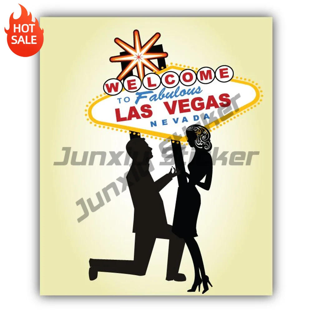 Las Vegas Welcome Couple Label Vinyl Sticker Self Adhesive Decal For Truck Window And Travel Bag Travel Souvenir Design