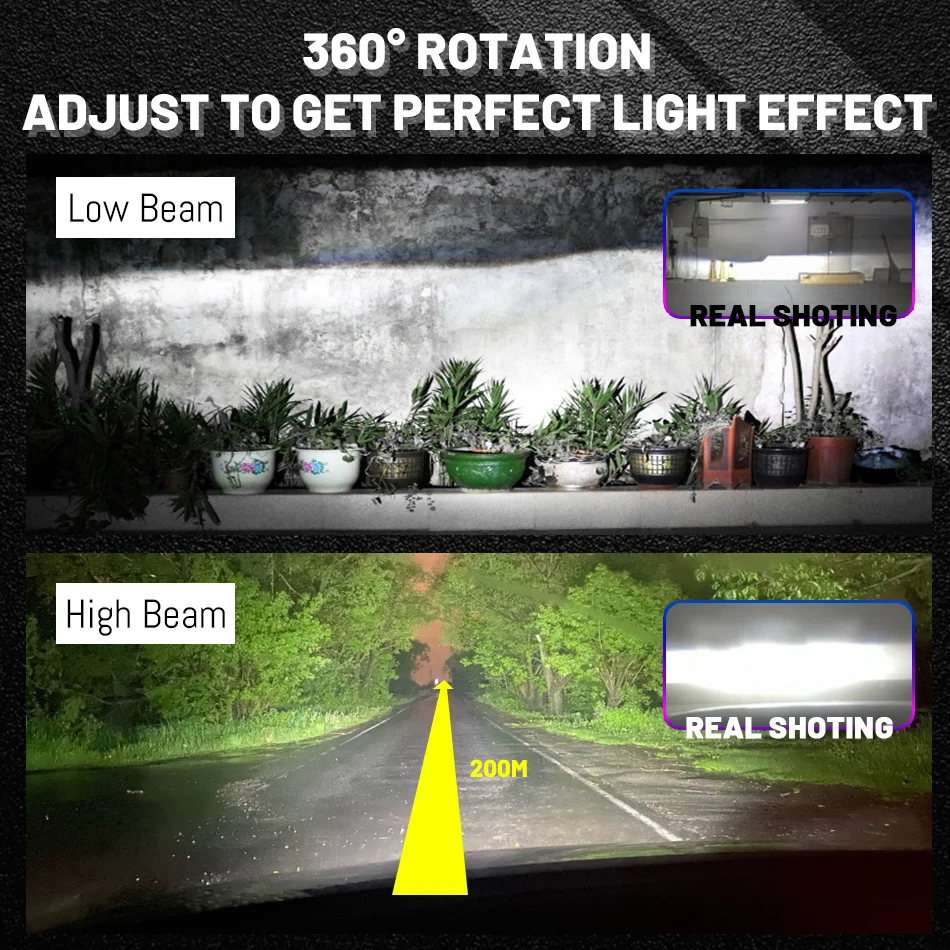 Dualvision 2 قطعة H7 LED المصابيح الأمامية 8054 CSP 6000K الأبيض 1: 1 الثنائيات الصغيرة التوصيل والتشغيل عالية منخفضة شعاع 12 فولت توربو مروحة Led H7 أضواء السيارة