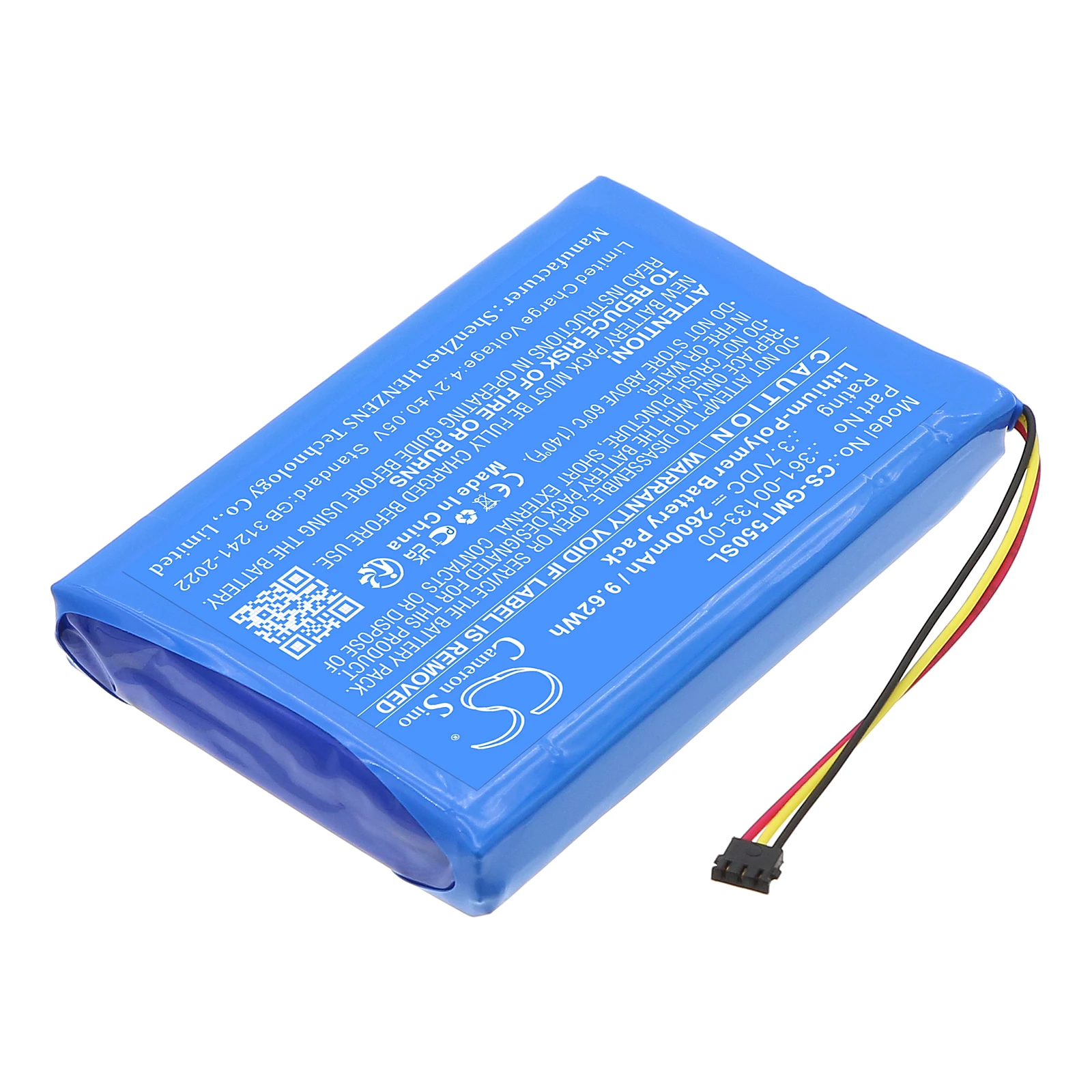 CameronSino GPS, Navigator Battery 2600mAh / 9.62Wh For Garmin:361-00133-00,Tread 5.5,Zumo XT,--3.70V--Li-Polymer