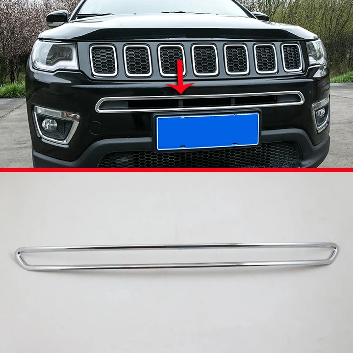 

ABS Chrome Front Grille Around Trim For Jeep Compass 2017 2018 Car Accessories Stickers