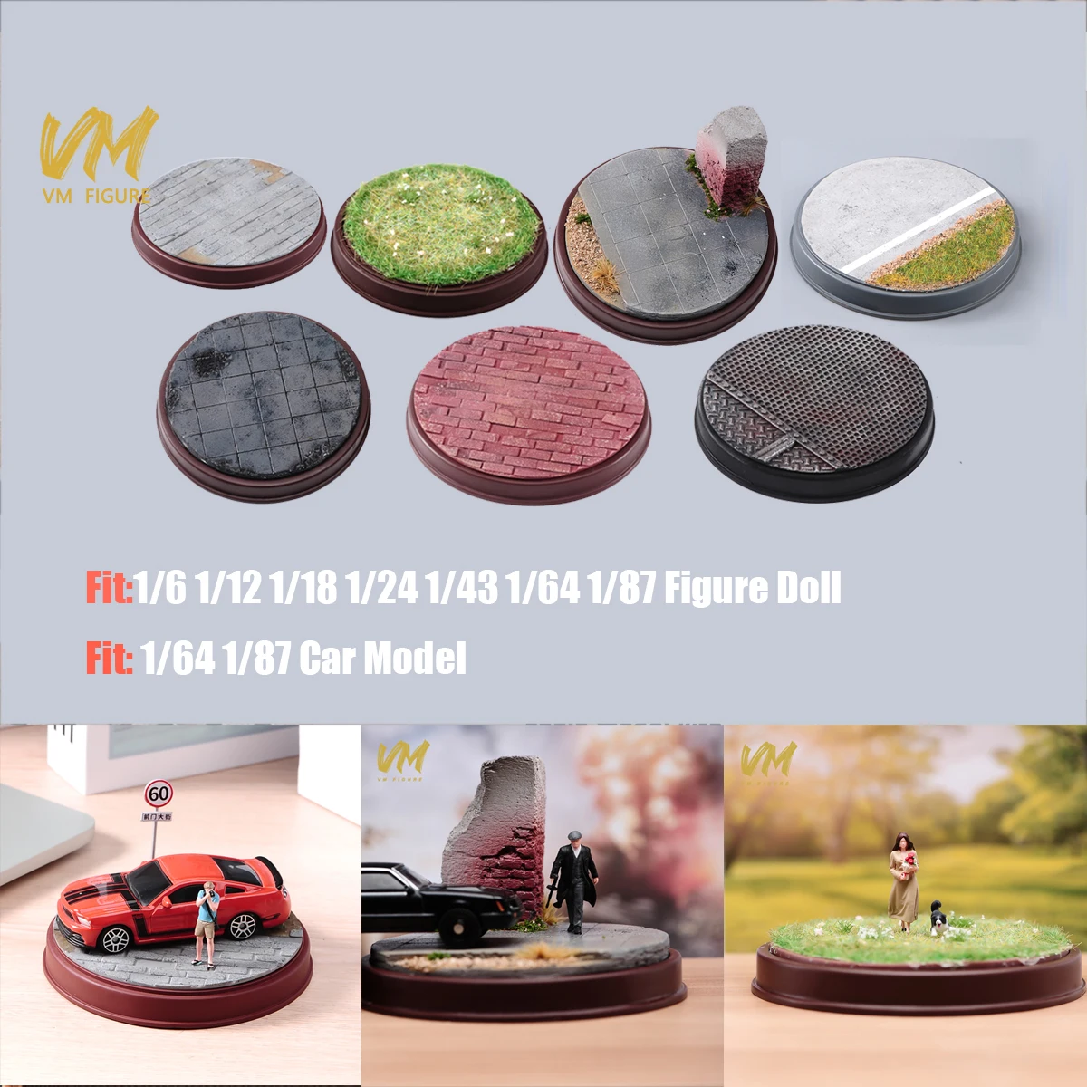 1/64 Miniature Car Scene Display Model Decorative Background Figure Doll Vehicle Display Base MicroPhotography Prop Home Decor