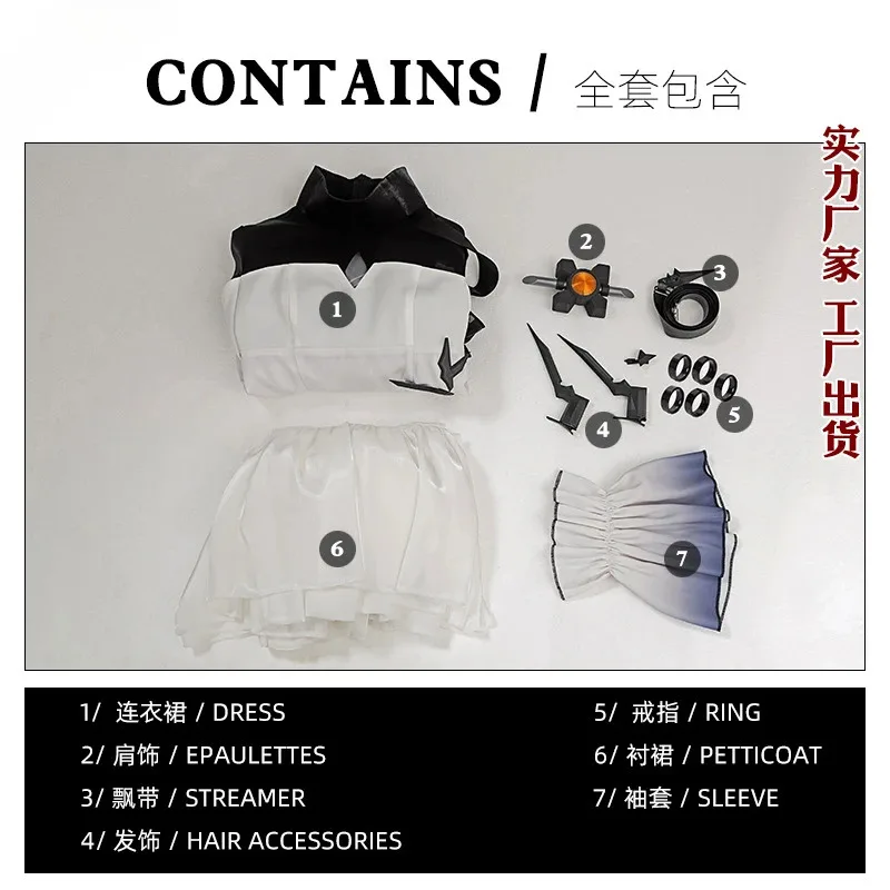 Игра Arknights Theresa Civilight Eterna Косплей Костюм Аниме Sarkaz Белое Платье Головные Уборы Парик Женский Хэллоуин Рождественский Костюм