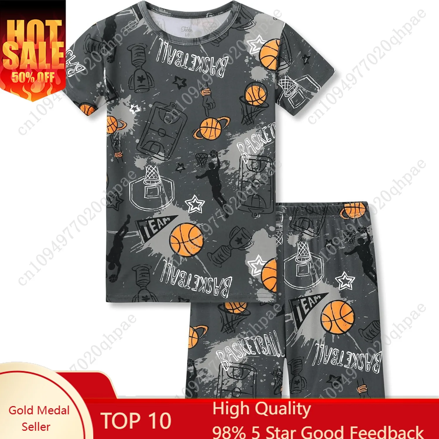 

Tebbis Little Boys Pajamas - Soft Snug-fit PJs Short Sleeves Sleepwear Set Baseball Toddler Jammies Size 4T-14