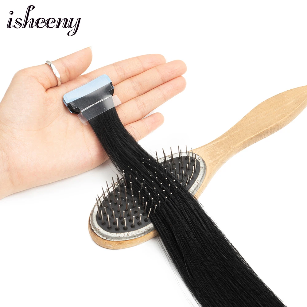Isheeny Tape In Hair Extensions Natural Human Hair Straight 14