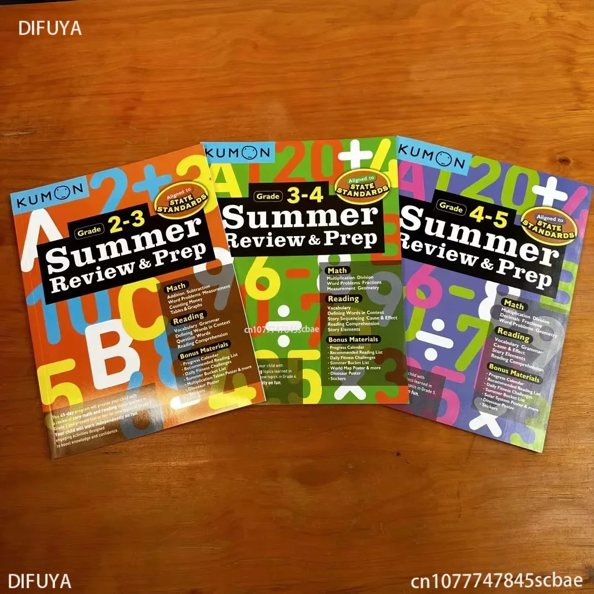 

3 книги Kumon Summer Review & Prep Math 2-5 классов Учебные рабочие тетради для студентов английские книги