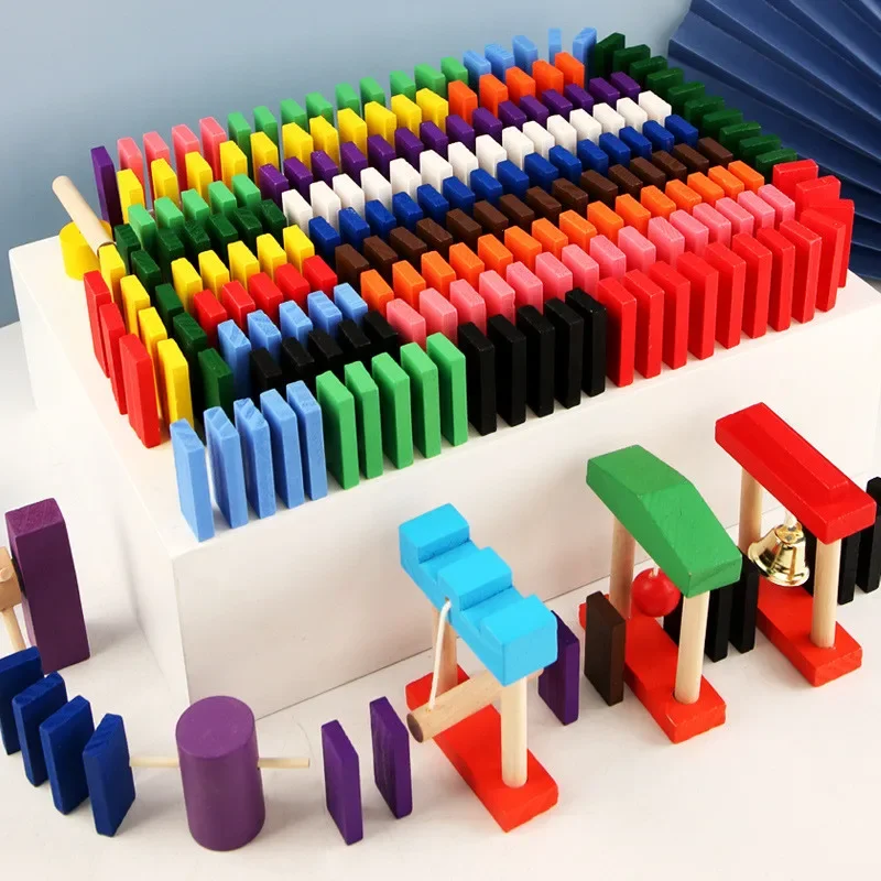 Kids Rainbow Wooden Domino Toy Color Sort Institution Accessories Organ Blocks Kits Brain Thinking Train Early Educational Toys