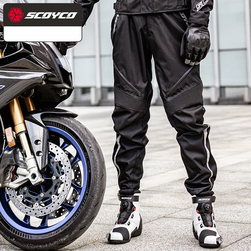 SCOYCO Motorcycle Racing Pants Autumn and Winter Warm Waterproof Windproof Motorcycle Pants for Men Scratch and Wear Resistance