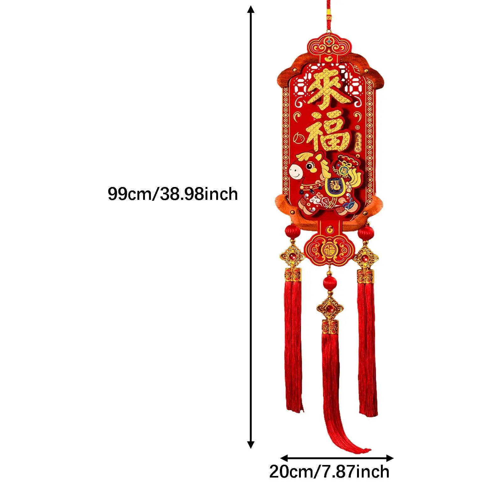 Red Felt Wooden Lunar New Year Decorations Chinese Pendant for Year of Horse Housewarming Wall Ceiling Art view 6